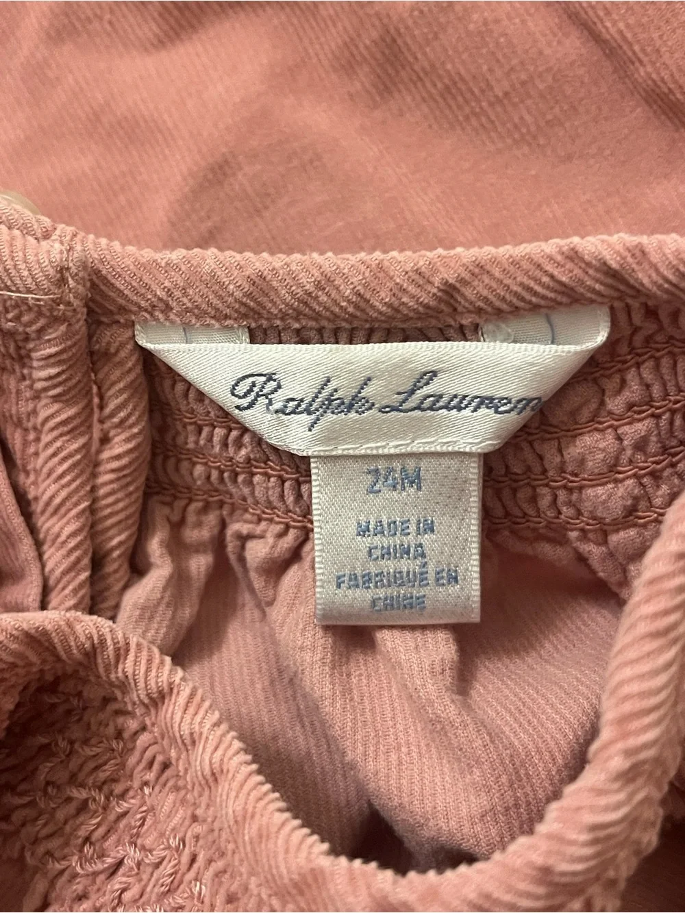 Ralph Lauren Dusty Rose Corduroy Baby Dress